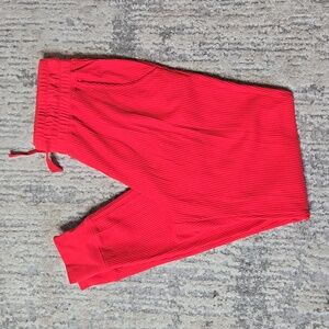 ZYIA Women's Vibrant Red Ribbed Pajama Pants Christmas Holiday Festive Lounge